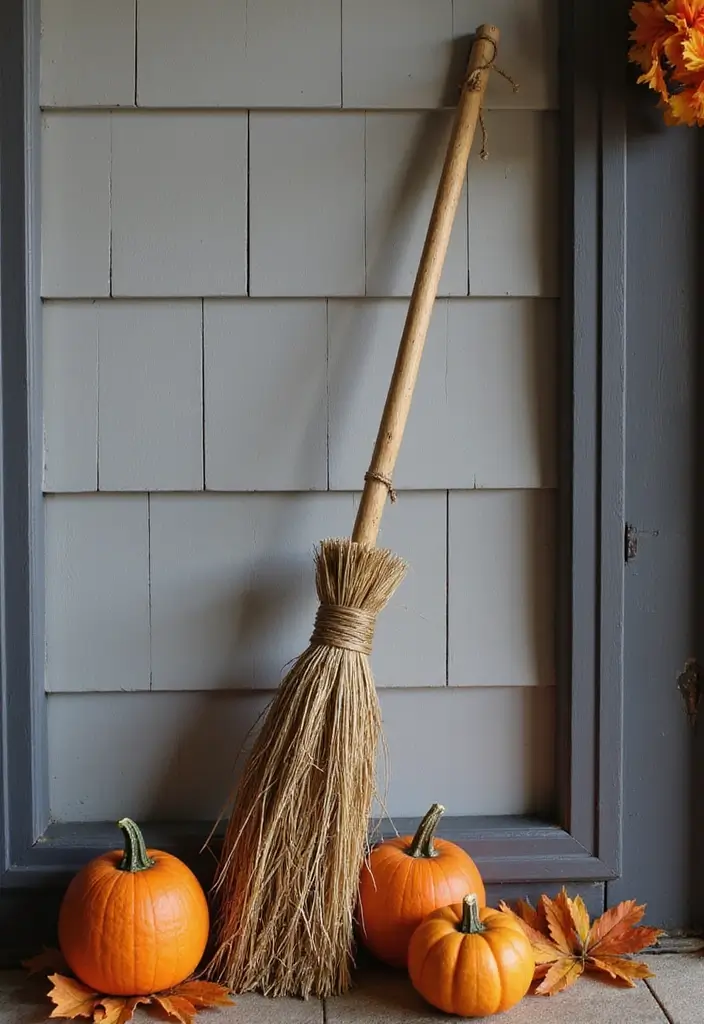 30+ Halloween Decoration Ideas That Instantly Impress 4 30+ Halloween Decoration Ideas That Instantly Impress - 4. Witch’s Broomstick Decor