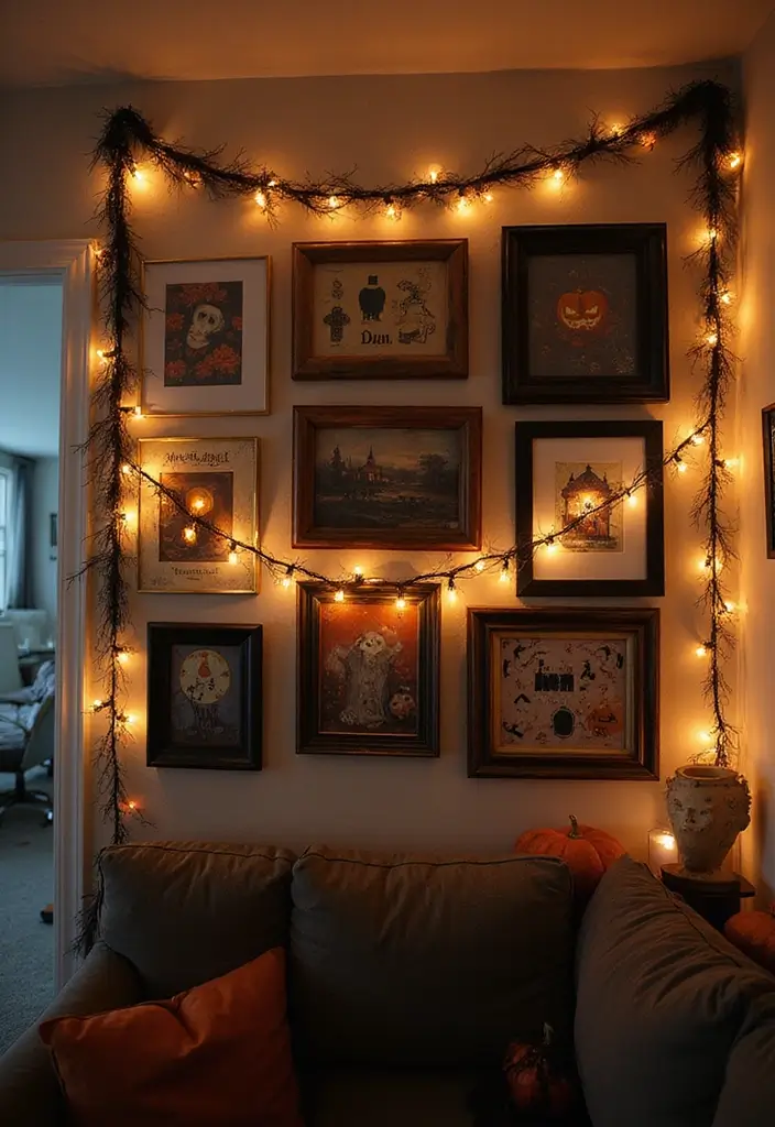 30+ Halloween Decoration Ideas That Instantly Impress 7 30+ Halloween Decoration Ideas That Instantly Impress - 7. Spooky Gallery Wall