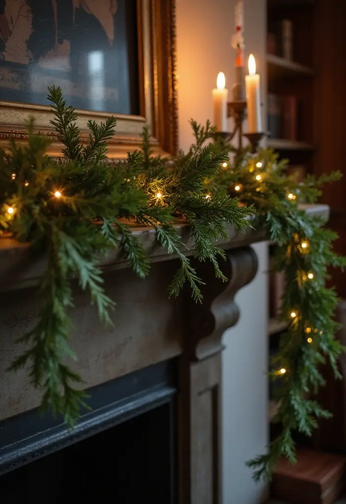 30 Halloween Mantel Decor Ideas for a Spooky Touch 12 30 Halloween Mantel Decor Ideas for a Spooky Touch - 12. Seasonal Garlands