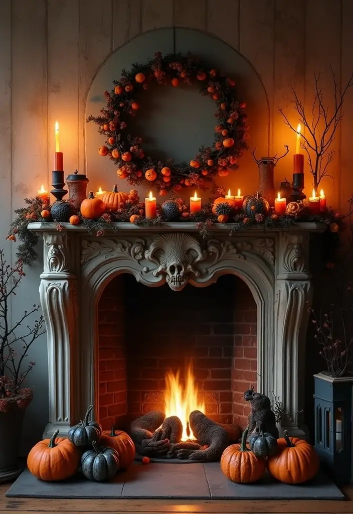 30 Halloween Mantel Decor Ideas for a Spooky Touch 13 30 Halloween Mantel Decor Ideas for a Spooky Touch - 13. Decorative Bells