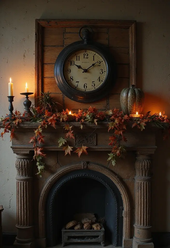 30 Halloween Mantel Decor Ideas for a Spooky Touch 25 30 Halloween Mantel Decor Ideas for a Spooky Touch - 25. Antique Clocks