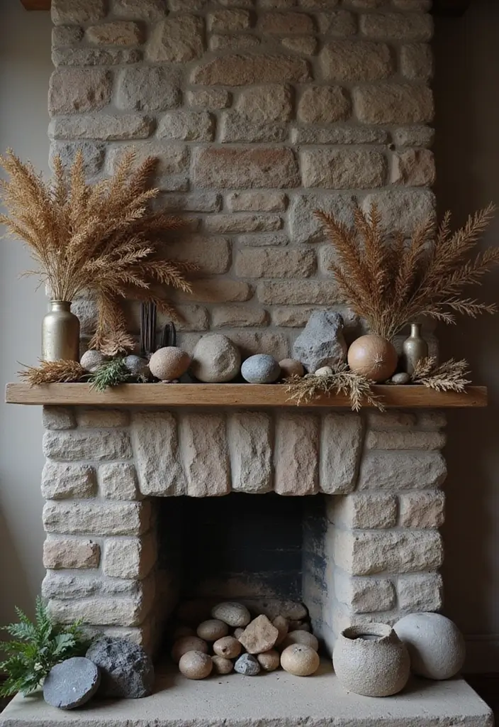 30 Halloween Mantel Decor Ideas for a Spooky Touch 27 30 Halloween Mantel Decor Ideas for a Spooky Touch - 27. Elemental Accents