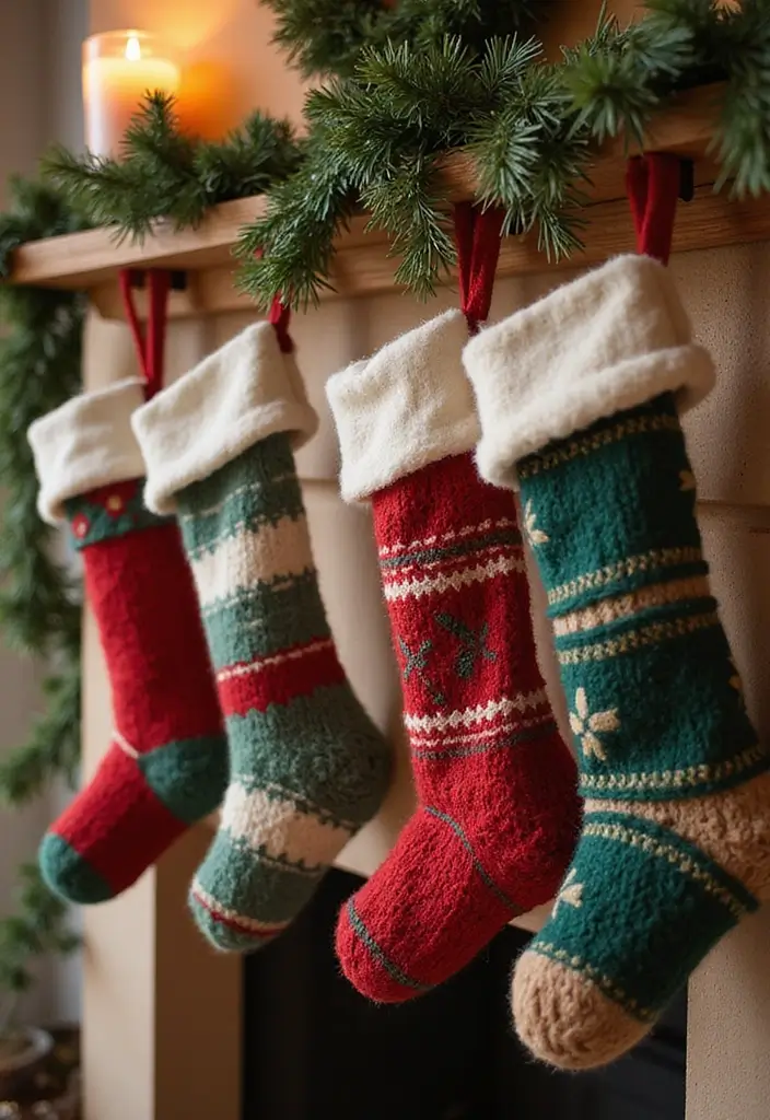 30+ Indoor Christmas Decoration Ideas for Every Style 1 30+ Indoor Christmas Decoration Ideas for Every Style - 1. Handmade Cotton Stockings