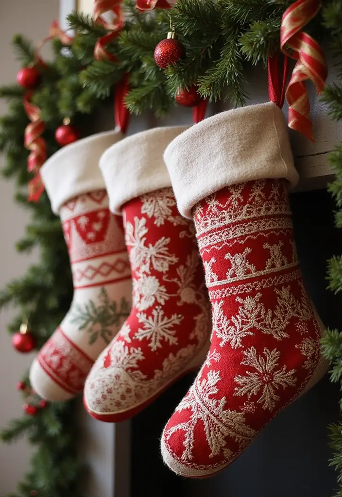 30+ Indoor Christmas Decoration Ideas for Every Style 12 30+ Indoor Christmas Decoration Ideas for Every Style - 12. Embroidered Stockings