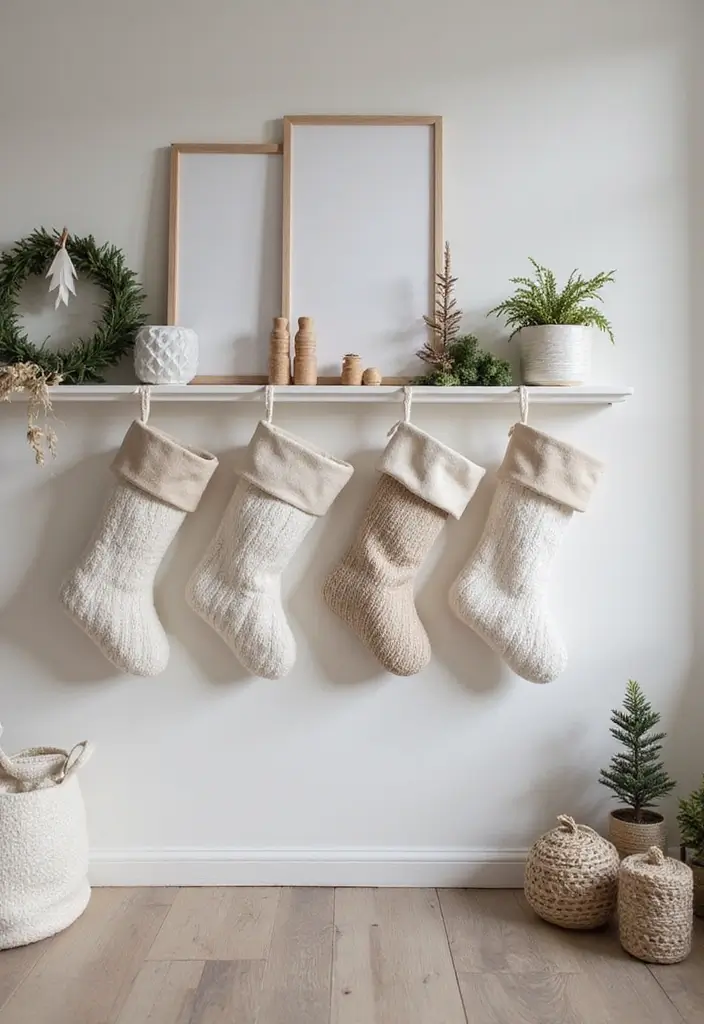 30+ Indoor Christmas Decoration Ideas for Every Style 13 30+ Indoor Christmas Decoration Ideas for Every Style - 13. Minimalistic Scandinavian Stockings