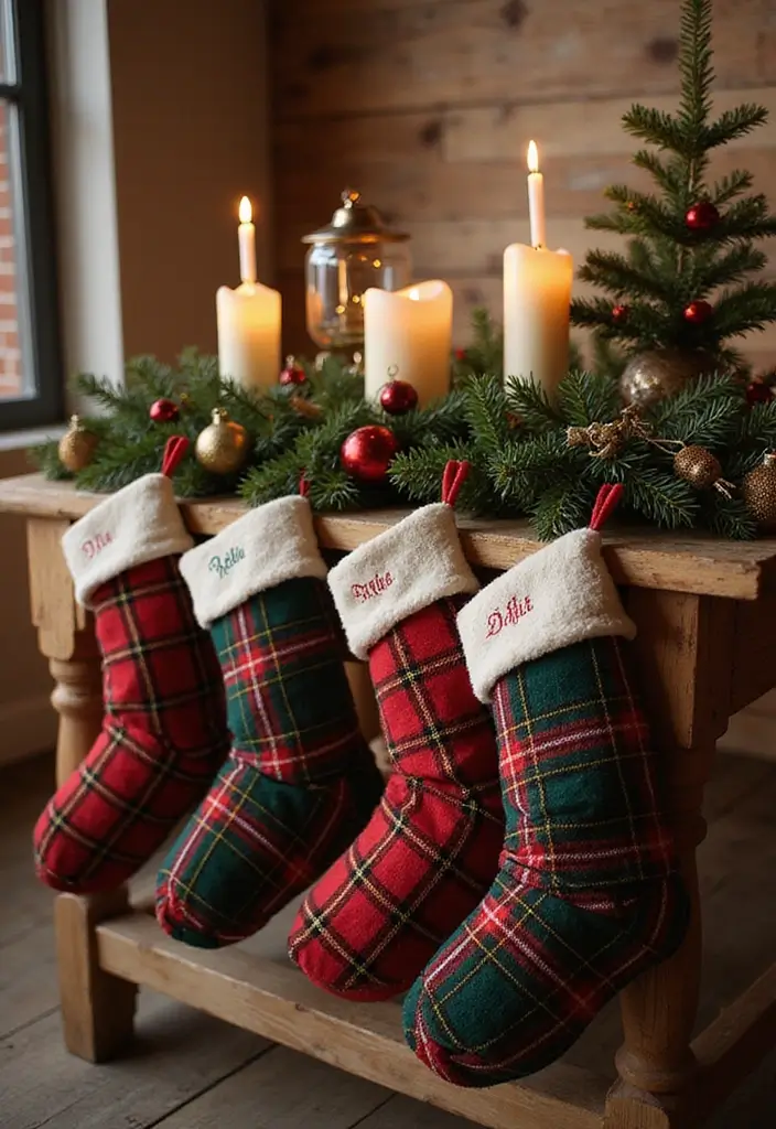 30+ Indoor Christmas Decoration Ideas for Every Style 16 30+ Indoor Christmas Decoration Ideas for Every Style - 16. Festive Tartan Stockings