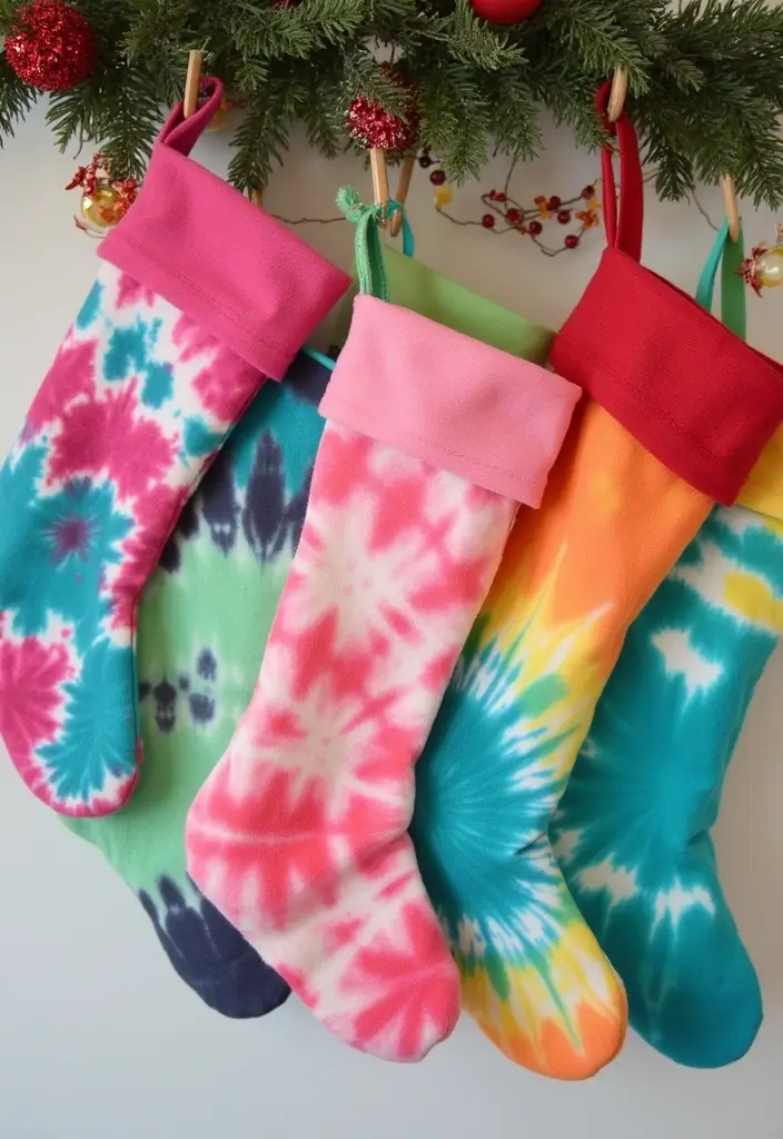 30+ Indoor Christmas Decoration Ideas for Every Style 17 30+ Indoor Christmas Decoration Ideas for Every Style - 17. DIY Tie-Dye Stockings