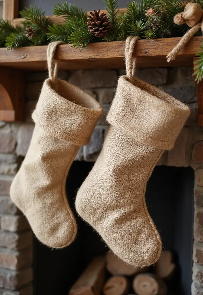 30+ Indoor Christmas Decoration Ideas for Every Style 2 30+ Indoor Christmas Decoration Ideas for Every Style - 2. Eco-Friendly Jute Stockings