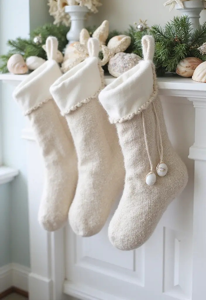 30+ Indoor Christmas Decoration Ideas for Every Style 24 30+ Indoor Christmas Decoration Ideas for Every Style - 24. Coastal-Themed Stockings