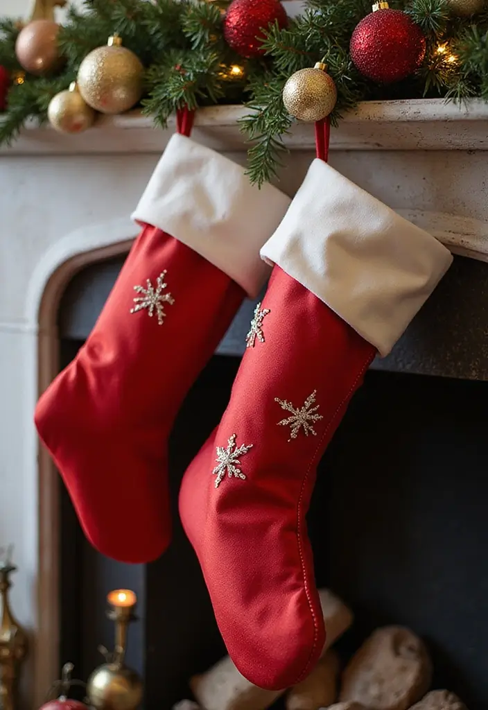 30+ Indoor Christmas Decoration Ideas for Every Style 25 30+ Indoor Christmas Decoration Ideas for Every Style - 25. Elegant Satin Stockings