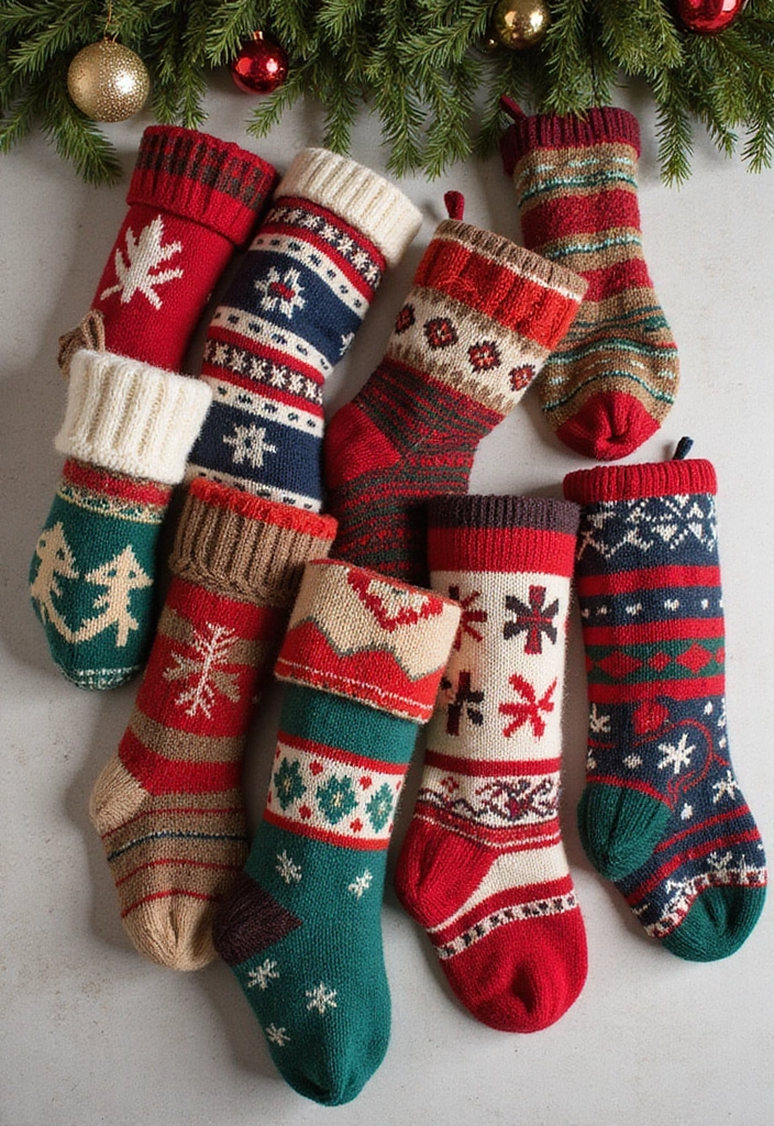 30+ Indoor Christmas Decoration Ideas for Every Style 3 30+ Indoor Christmas Decoration Ideas for Every Style - 3. Upcycled Sweater Stockings
