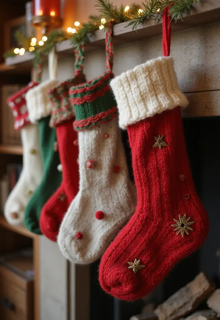 30+ Living Room Christmas Decor Ideas for a Festive Vibe 10 30+ Living Room Christmas Decor Ideas for a Festive Vibe - 10. Handmade Stockings