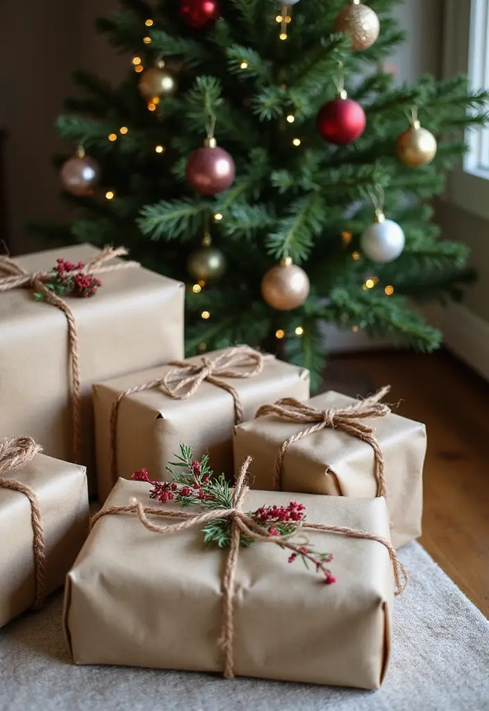 30+ Living Room Christmas Decor Ideas for a Festive Vibe 11 30+ Living Room Christmas Decor Ideas for a Festive Vibe - 11. Recycled Gift Wrap