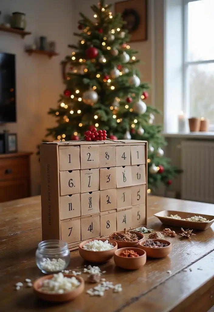 30+ Living Room Christmas Decor Ideas for a Festive Vibe 19 30+ Living Room Christmas Decor Ideas for a Festive Vibe - 19. Eco-Friendly Advent Calendar