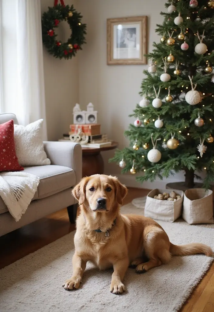 30+ Living Room Christmas Decor Ideas for a Festive Vibe 22 30+ Living Room Christmas Decor Ideas for a Festive Vibe - 22. Sustainable Pet Decor