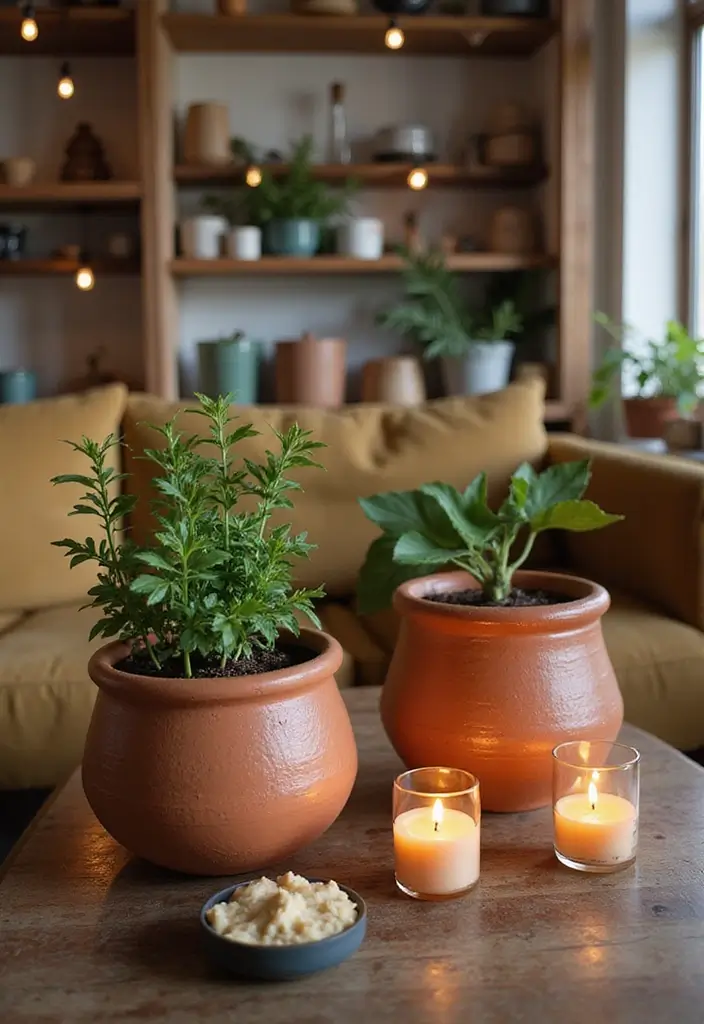 30+ Living Room Christmas Decor Ideas for a Festive Vibe 26 30+ Living Room Christmas Decor Ideas for a Festive Vibe - 26. Terracotta Pot Decor