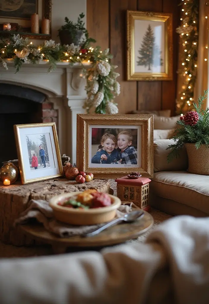 30+ Living Room Christmas Decor Ideas for a Festive Vibe 28 30+ Living Room Christmas Decor Ideas for a Festive Vibe - 28. Seasonal Photo Frames