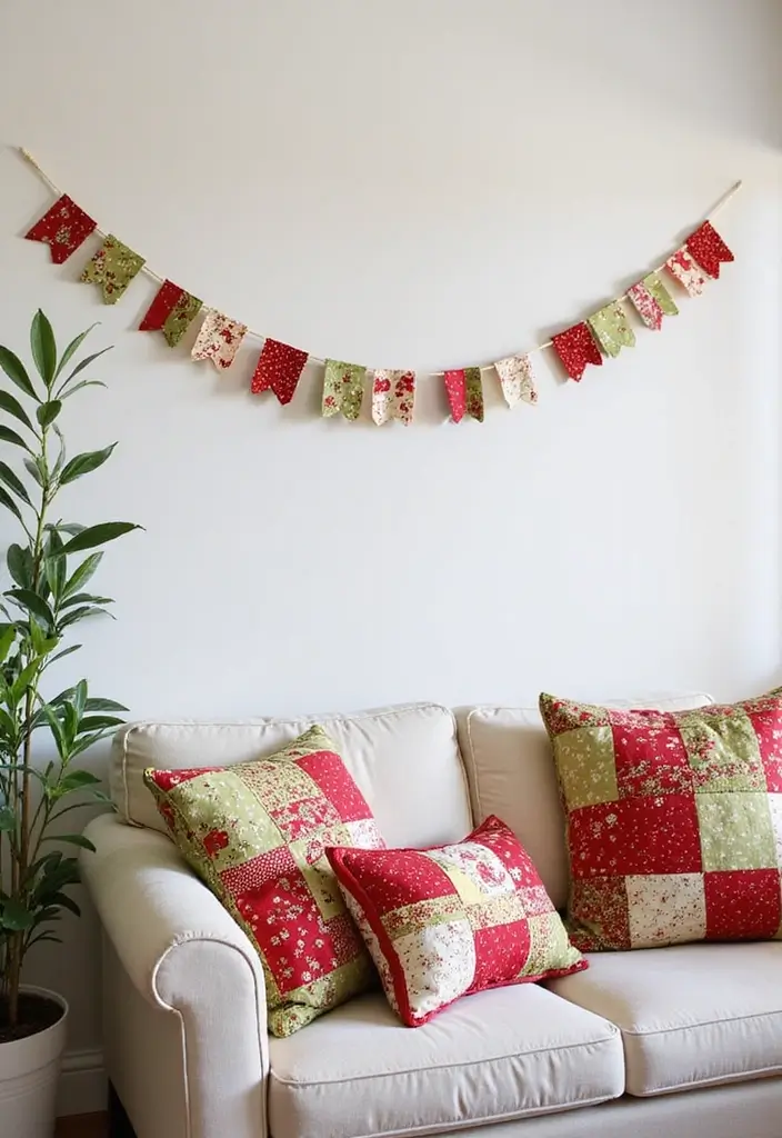 30+ Living Room Christmas Decor Ideas for a Festive Vibe 5 30+ Living Room Christmas Decor Ideas for a Festive Vibe - 5. Fabric Scrap Decor