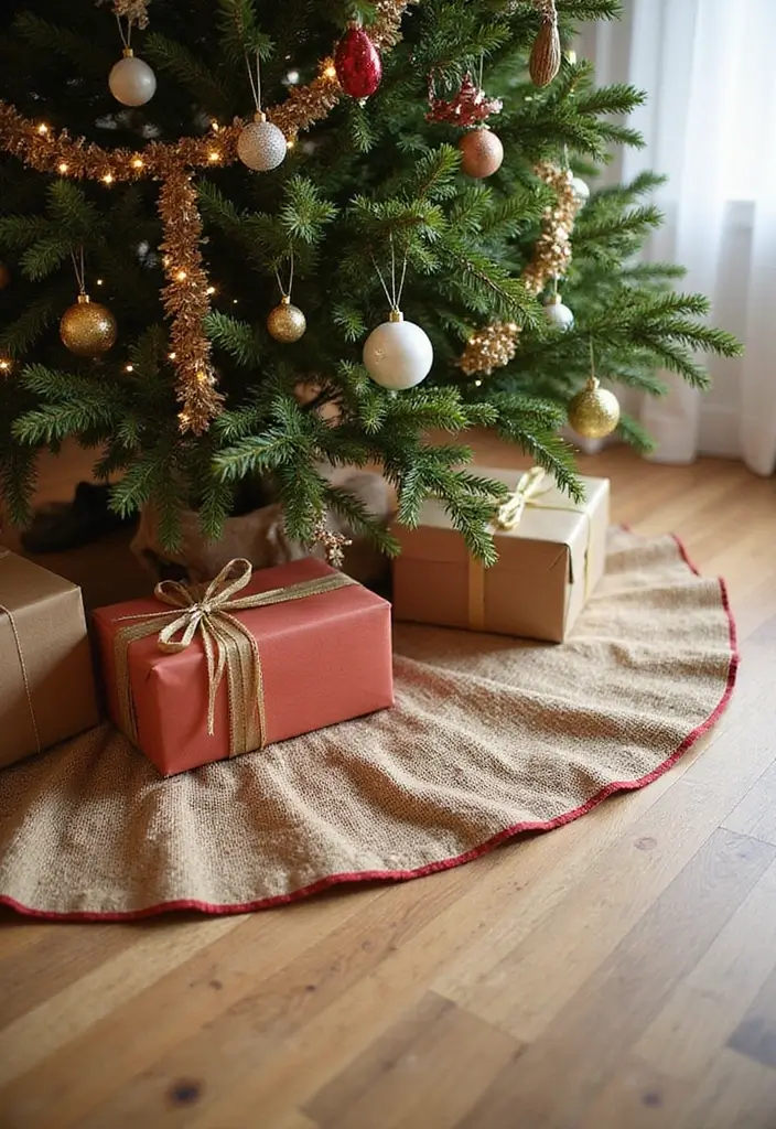30+ Living Room Christmas Decor Ideas for a Festive Vibe 7 30+ Living Room Christmas Decor Ideas for a Festive Vibe - 7. Eco-Friendly Tree Skirt