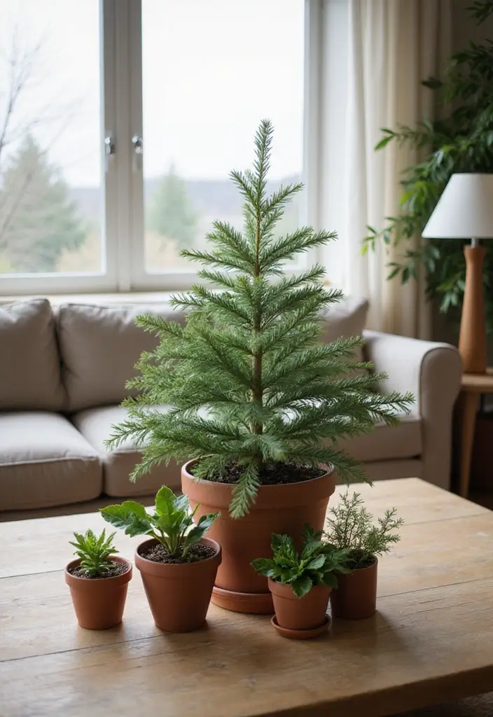 30+ Living Room Christmas Decor Ideas for a Festive Vibe 9 30+ Living Room Christmas Decor Ideas for a Festive Vibe - 9. Greenery Alternatives