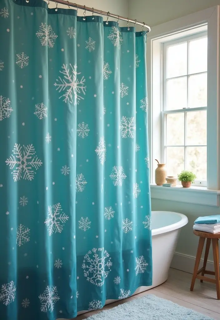 30+ New Year Decoration Ideas for a Fresh Start 4 30+ New Year Decoration Ideas for a Fresh Start - 4. Festive Shower Curtain