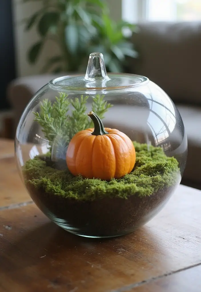 30+ Pumpkin Decoration Ideas for a Creative Halloween 10 30+ Pumpkin Decoration Ideas for a Creative Halloween - 10. Pumpkin-Themed Terrariums