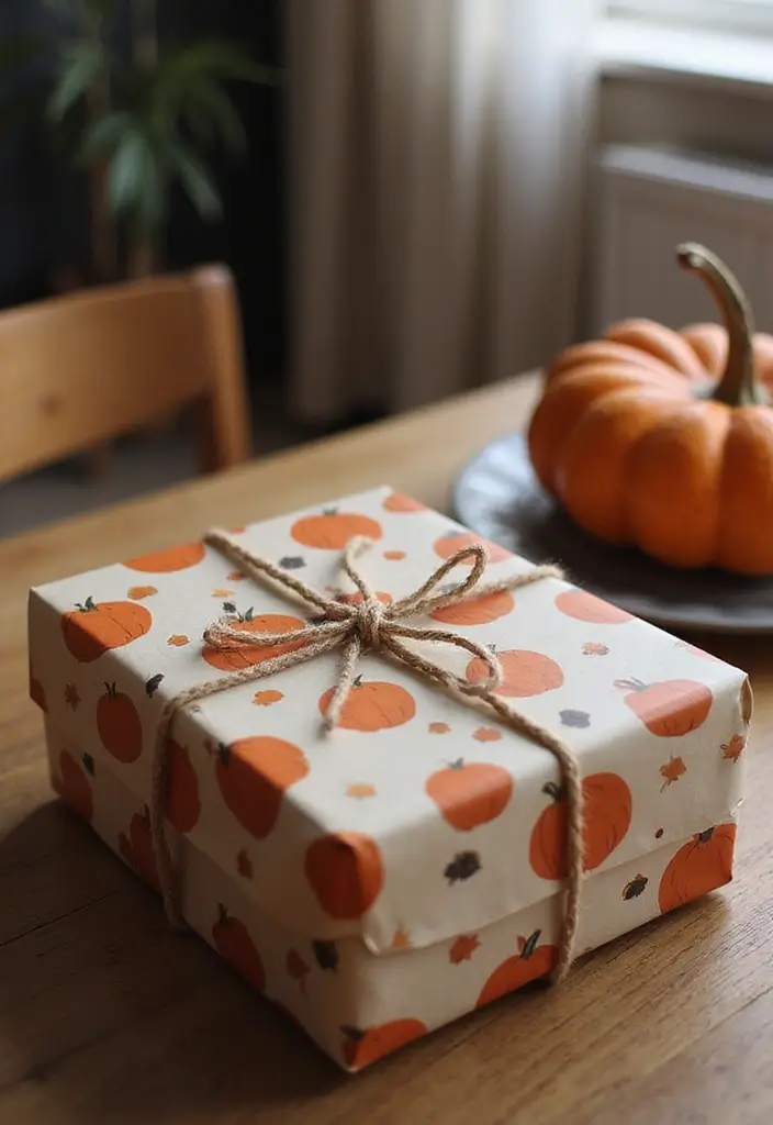 30+ Pumpkin Decoration Ideas for a Creative Halloween 21 30+ Pumpkin Decoration Ideas for a Creative Halloween - 21. Pumpkin-Themed Gift Wrap