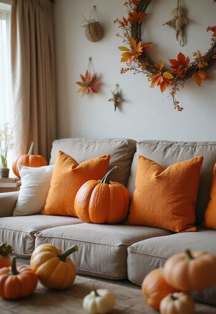 30+ Pumpkin Decoration Ideas for a Creative Halloween 6 30+ Pumpkin Decoration Ideas for a Creative Halloween - 6. Pumpkin Pillows