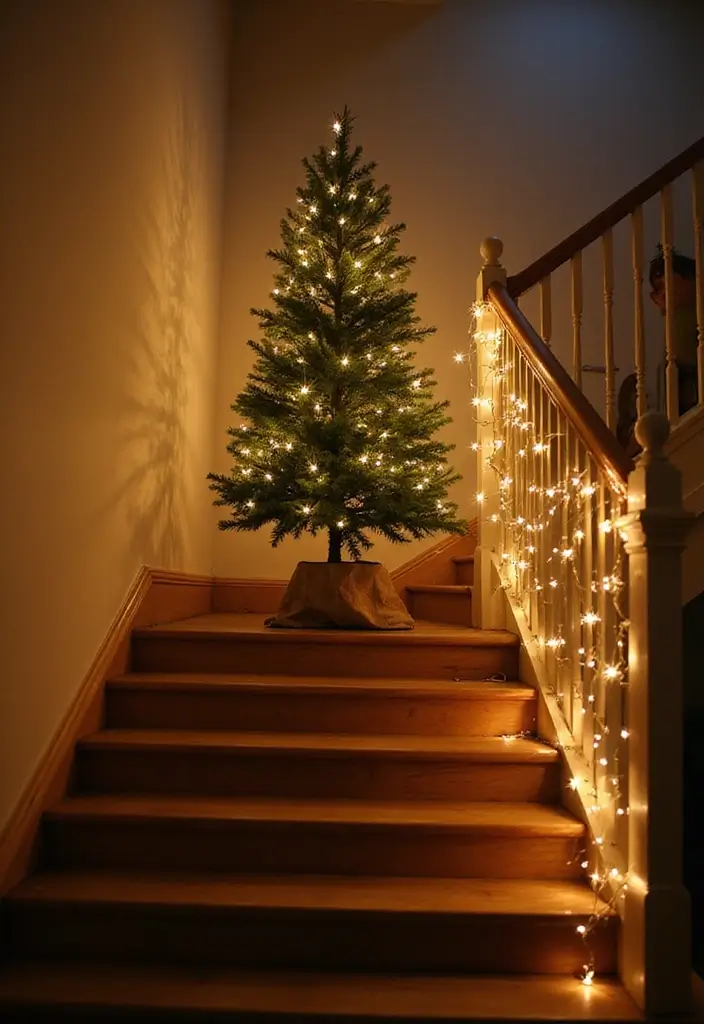 30+ Unique Christmas Tree Ideas That Look Amazing: Staircase Christmas Decor 1 30+ Unique Christmas Tree Ideas That Look Amazing: Staircase Christmas Decor - 1. Staircase Tree with Fairy Lights