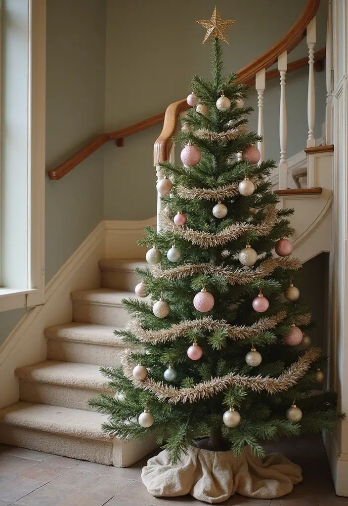 30+ Unique Christmas Tree Ideas That Look Amazing: Staircase Christmas Decor 16 30+ Unique Christmas Tree Ideas That Look Amazing: Staircase Christmas Decor - 16. Vintage Style Tree