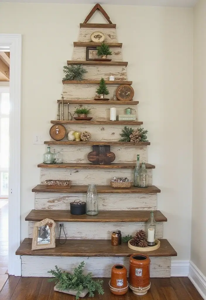 30+ Unique Christmas Tree Ideas That Look Amazing: Staircase Christmas Decor 19 30+ Unique Christmas Tree Ideas That Look Amazing: Staircase Christmas Decor - 19. Upcycled Tree Decor