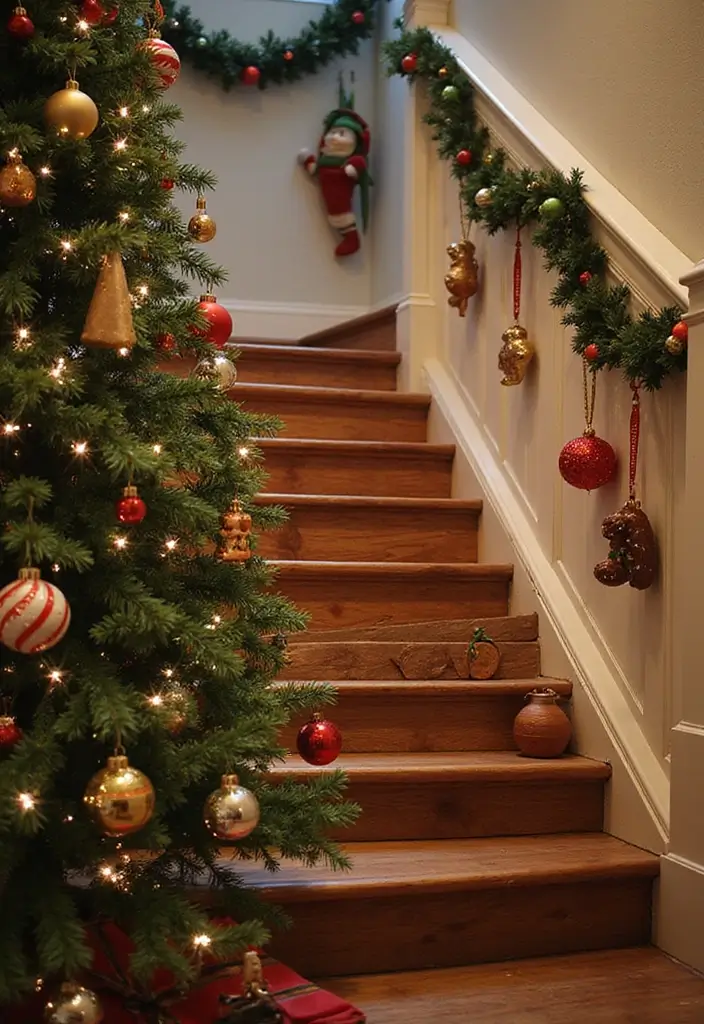 30+ Unique Christmas Tree Ideas That Look Amazing: Staircase Christmas Decor 20 30+ Unique Christmas Tree Ideas That Look Amazing: Staircase Christmas Decor - 20. Themed Advent Tree