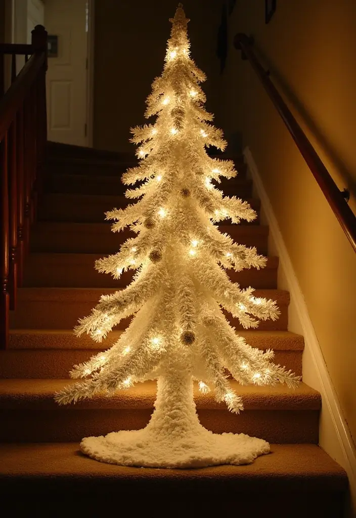 30+ Unique Christmas Tree Ideas That Look Amazing: Staircase Christmas Decor 21 30+ Unique Christmas Tree Ideas That Look Amazing: Staircase Christmas Decor - 21. Light-Up Snow Tree