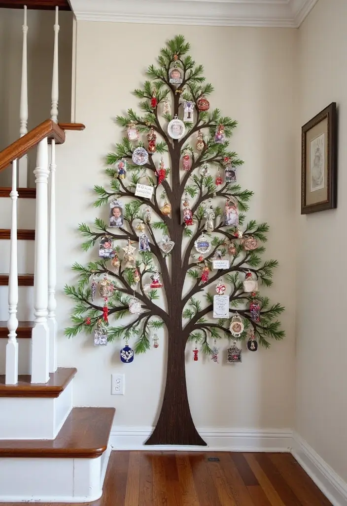 30+ Unique Christmas Tree Ideas That Look Amazing: Staircase Christmas Decor 26 30+ Unique Christmas Tree Ideas That Look Amazing: Staircase Christmas Decor - 26. Personalized Family Tree
