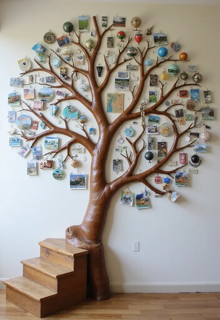 30+ Unique Christmas Tree Ideas That Look Amazing: Staircase Christmas Decor 27 30+ Unique Christmas Tree Ideas That Look Amazing: Staircase Christmas Decor - 27. Travel-Themed Tree