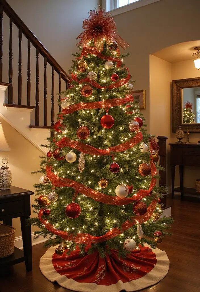 30+ Unique Christmas Tree Ideas That Look Amazing: Staircase Christmas Decor 5 30+ Unique Christmas Tree Ideas That Look Amazing: Staircase Christmas Decor - 5. Themed Tree with Color Coordination