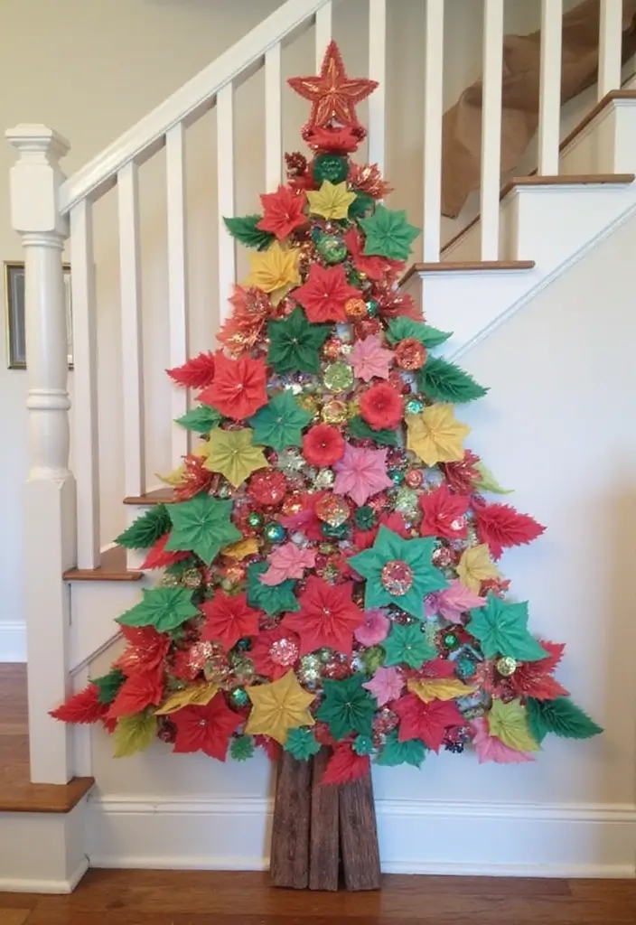 30+ Unique Christmas Tree Ideas That Look Amazing: Staircase Christmas Decor 7 30+ Unique Christmas Tree Ideas That Look Amazing: Staircase Christmas Decor - 7. Colorful Paper Tree