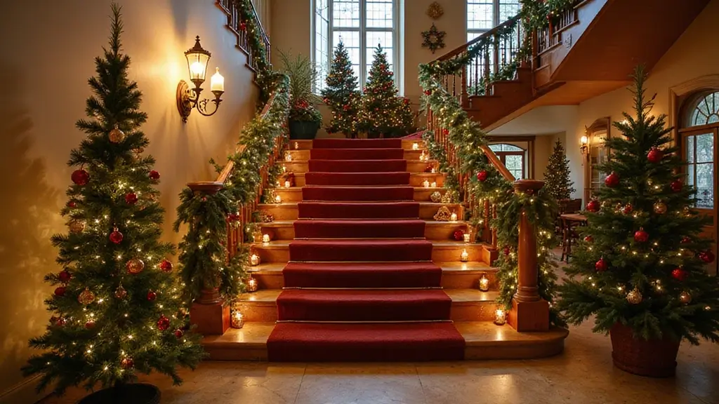 30+ Unique Christmas Tree Ideas That Look Amazing: Staircase Christmas Decor