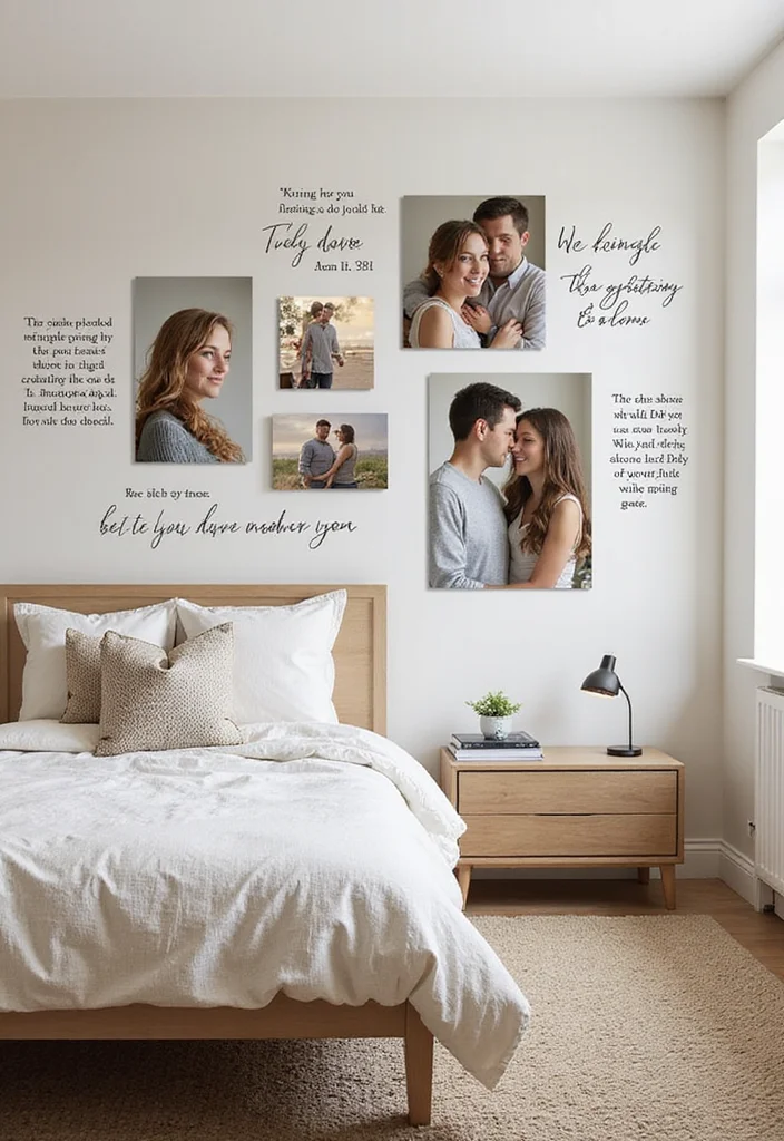 10 Couple Photo Frame Ideas for Bedroom for Sweet Personal Touch 5. Personalized Photo Wall Decals