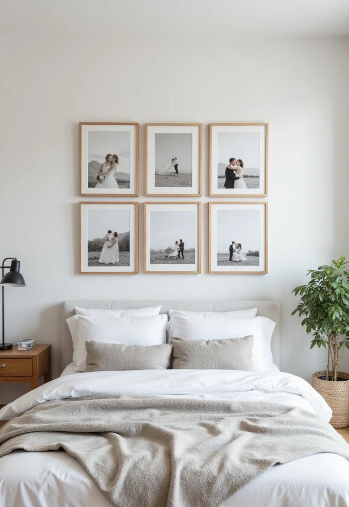 10 Couple Photo Frame Ideas for Bedroom for Sweet Personal Touch 7. Minimalist Clip Frames