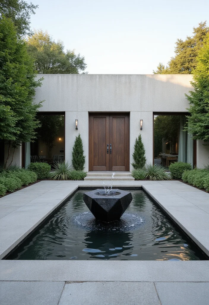 12 Backyard Fountain Ideas for Relaxing Calm Outdoor Ambience 122 12 Backyard Fountain Ideas for Relaxing Calm Outdoor Ambience 12. Modern Geometric Fountain