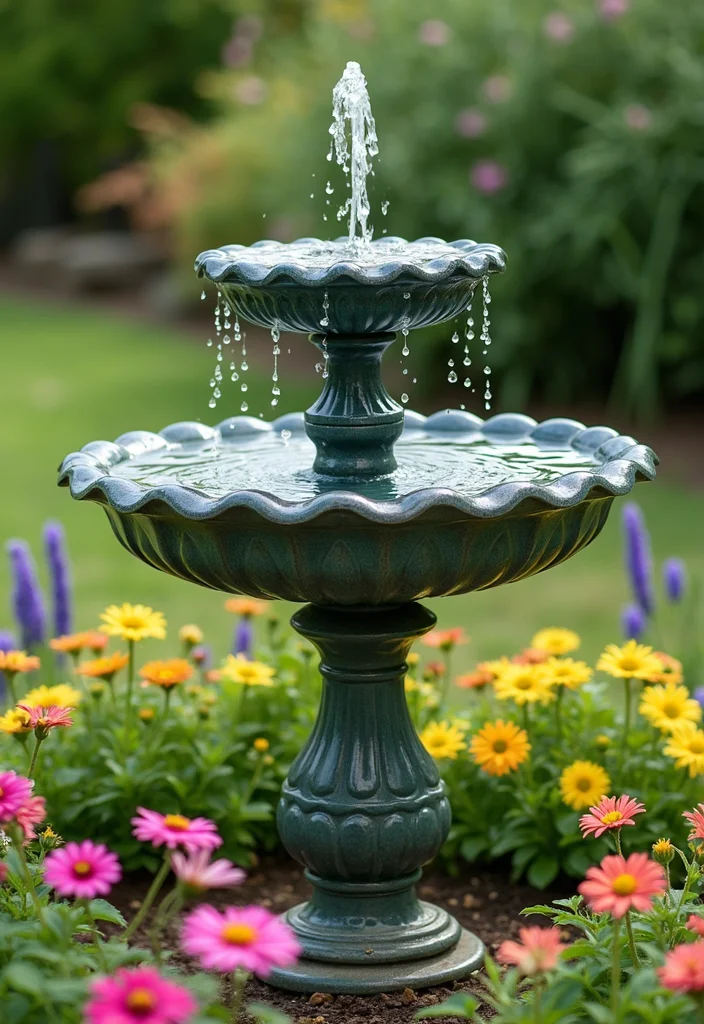 12 Backyard Fountain Ideas for Relaxing Calm Outdoor Ambience 56 12 Backyard Fountain Ideas for Relaxing Calm Outdoor Ambience 6. Elegant Birdbath Fountain