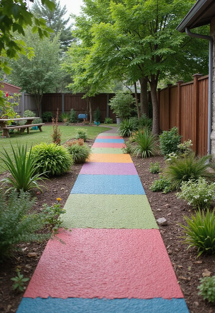 12 Backyard Sidewalk Ideas for Clean Functional Access 6. Recycled Rubber Sidewalks