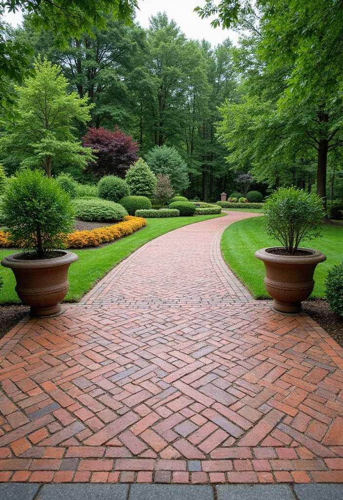 12 Backyard Sidewalk Ideas for Clean Functional Access 7. Brick Walkways