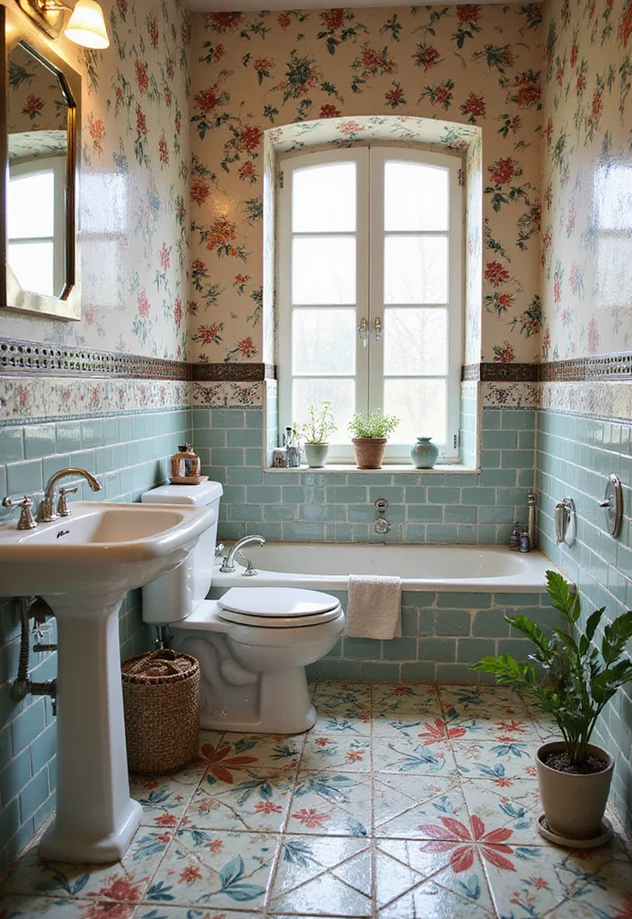 12 Bathroom Ideas Tiles for Fresh Stylish Durable Surfaces 6. Ceramic Tiles with Floral Patterns