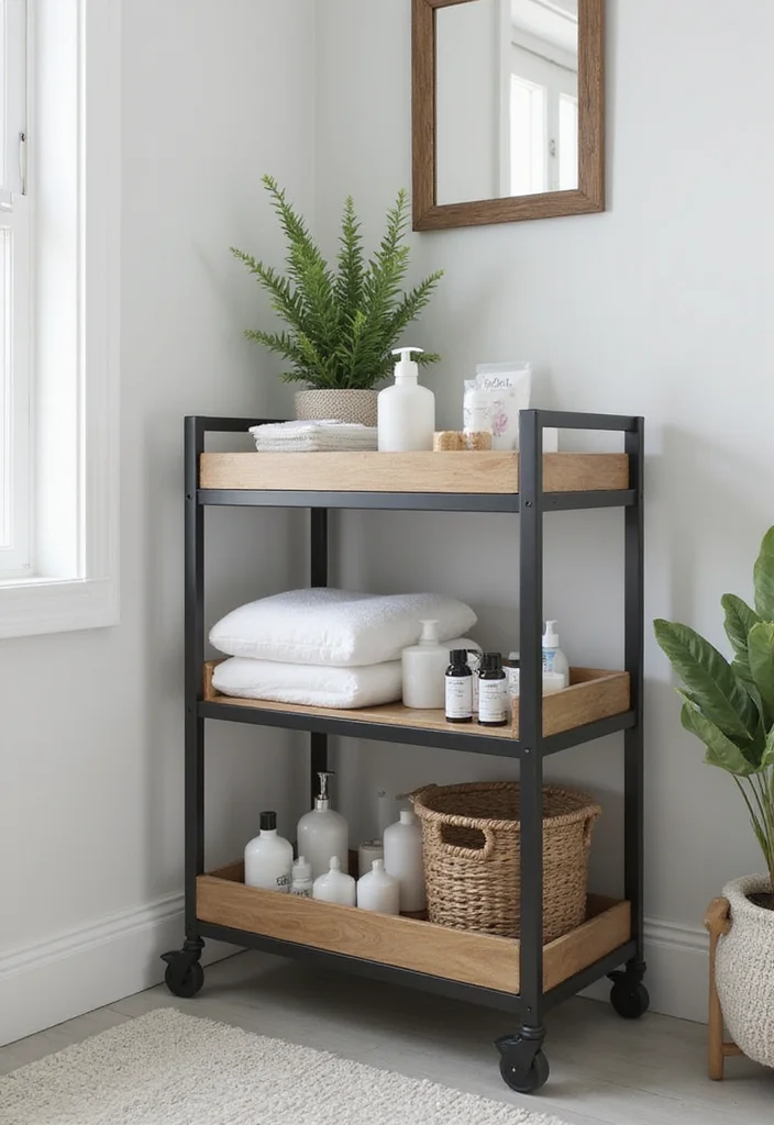 12 Bathroom Small Ideas for Smart Space Saving Solutions 5. Slim Profile Storage Carts