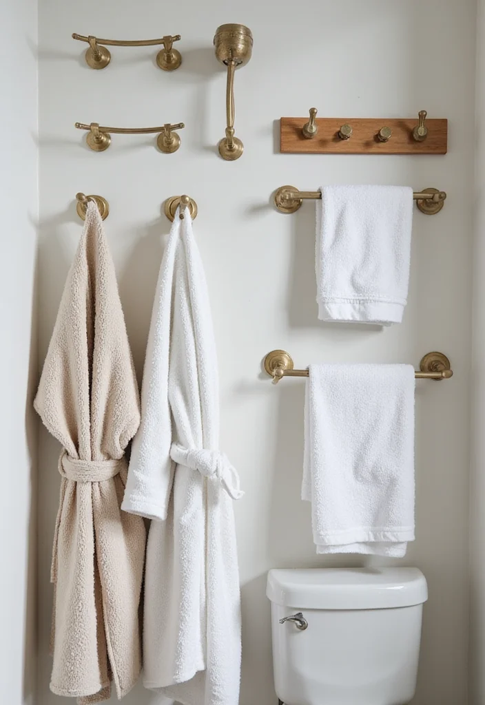 12 Bathroom Small Ideas for Smart Space Saving Solutions 7. Towel Racks and Hooks