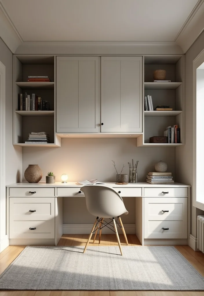 12 Bedroom Ideas With Study Table for Productive Comfortable Use 34 12 Bedroom Ideas With Study Table for Productive Comfortable Use 4. Modern Workspace with Built in Cabinets