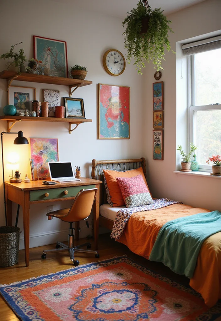 12 Bedroom Ideas With Study Table for Productive Comfortable Use 45 12 Bedroom Ideas With Study Table for Productive Comfortable Use 5. Bright and Colorful Study Space