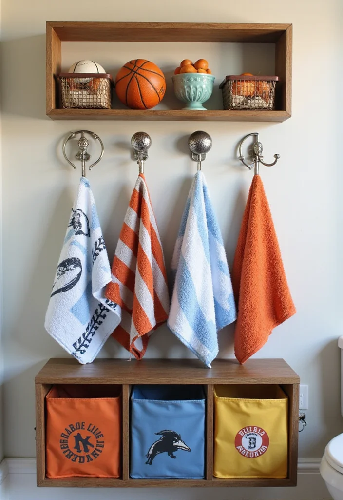 12 Boys Bathroom Ideas for Fun Simple Everyday Function 111 12 Boys Bathroom Ideas for Fun Simple Everyday Function 11. Themed Towel Storage